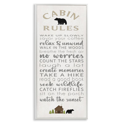 «Fun Adventure Cabin Rules», giclée encadrée, design par Seven Trees Design