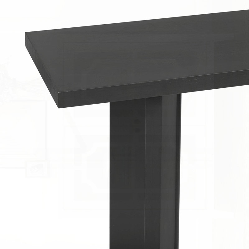 Élégante console avec placage de pin et pieds géométriques, Noir