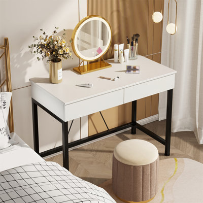 Computer Desk With Drawers, Dressing Table, Vanity Desk, Make Up Desk, Home Office Desk With Storage, Study Table For Small Space, Laptop Table Made Of Wood And Metal, 39.4"