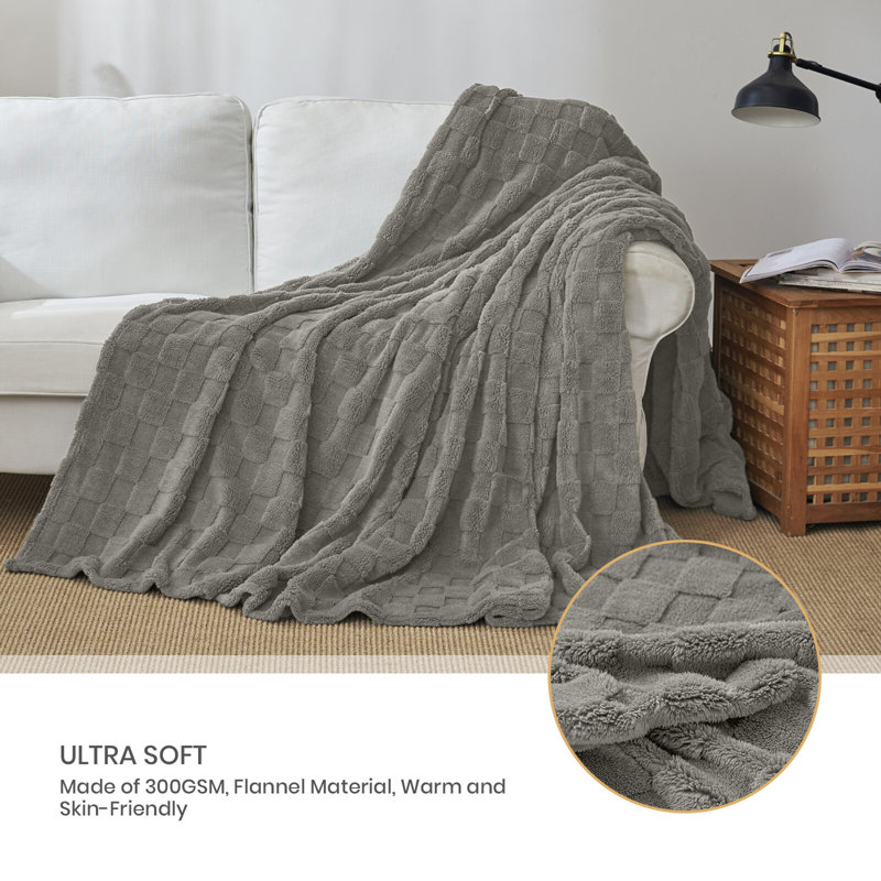Large Sherpa Fleece Blanket Soft Warm Bed Sofa Throw Blanket, 150" L x 130" W, Grey