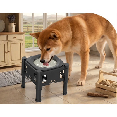 80oz/2.5L Elevated No-Spill Dog Water Bowl with Slow Feeder, 3-Height Adjustable, for Small/Medium/Large Dogs