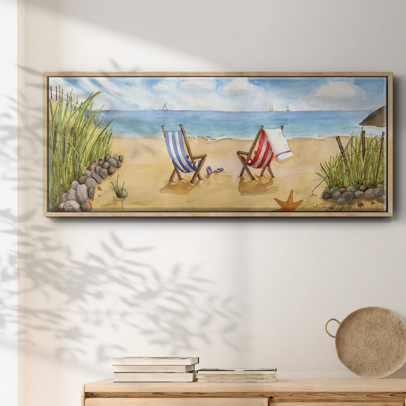 Plage pour deux - toile encadrée, H 20 po x l 50 po
