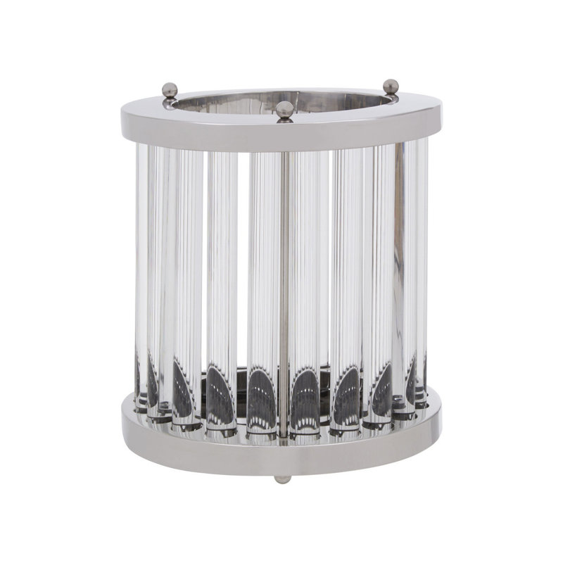 Stainless Steel Tabletop Hurricane, Silver, 26cm H x 23cm W x 23cm D