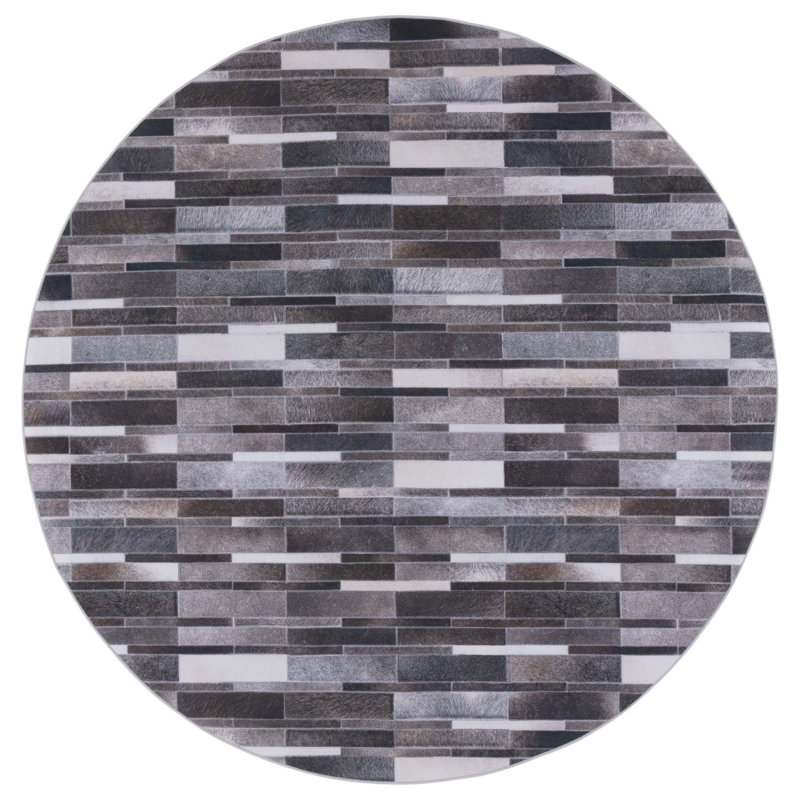 Ashawna Performance Machine Washable Geometric Rug, Round 6'
