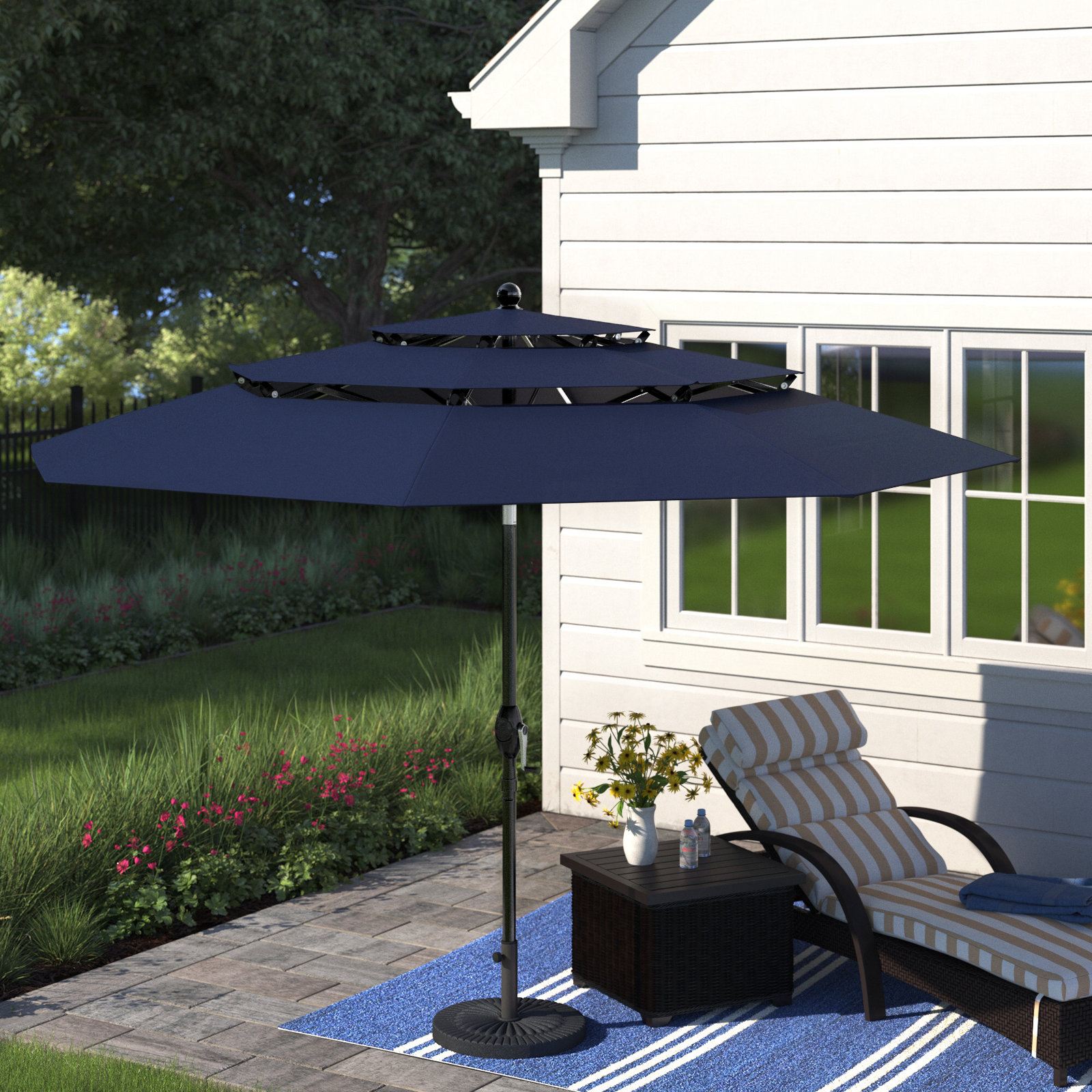 big lots triple vent patio umbrella Replacement Canopy for Real Living 15ft Beige Whisper weighted base separately at 45614578 (Round/ Pentagonal shape) Big Lots Triple Umbrella |