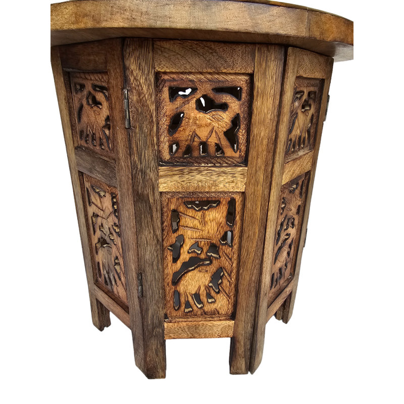 Beckette Solid Wood Frame End Table, Antique Brown, 38cm H x 38cm W x 38cm D