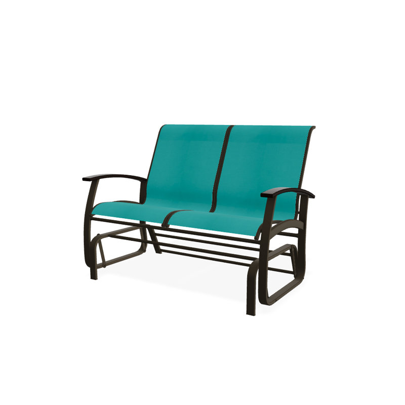 Belle Isle Outdoor Glider, Textured Beachwood, Kona P10, Aqua
