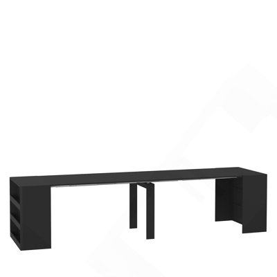 Extendable Foldable Dining Room Table for 1-10 People, Wood Multifunctional Rectangle Expandable Console Kitchen Living Meeting Room Furniture