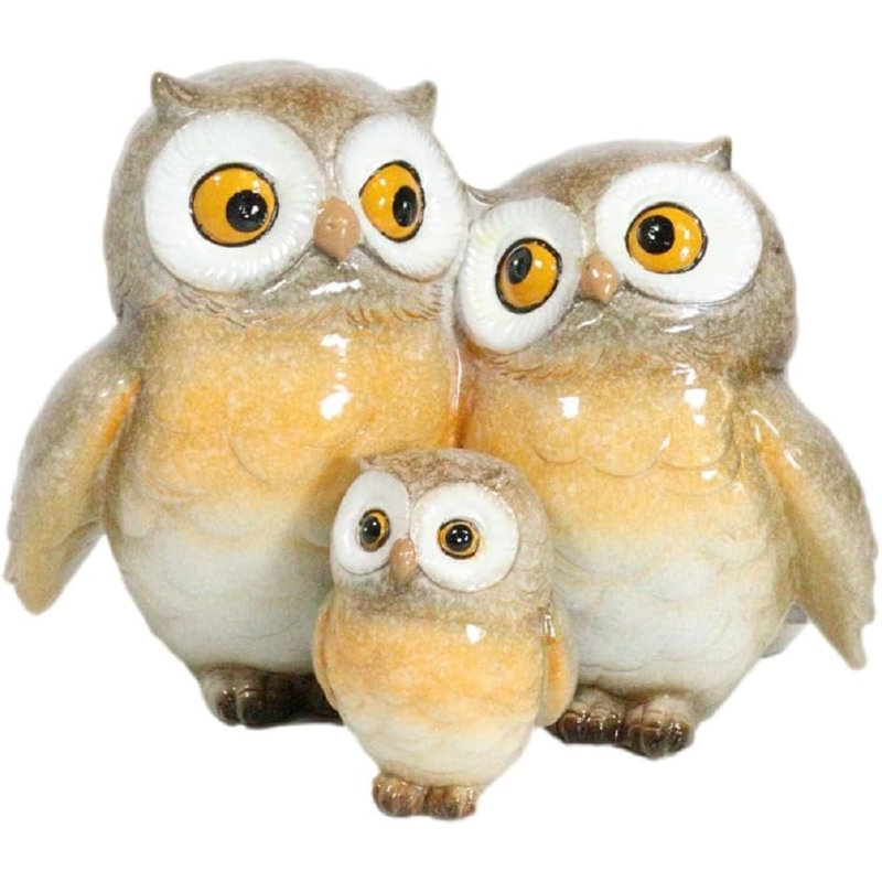 Figurine trio de famille de chouettes et de chouettes forêt