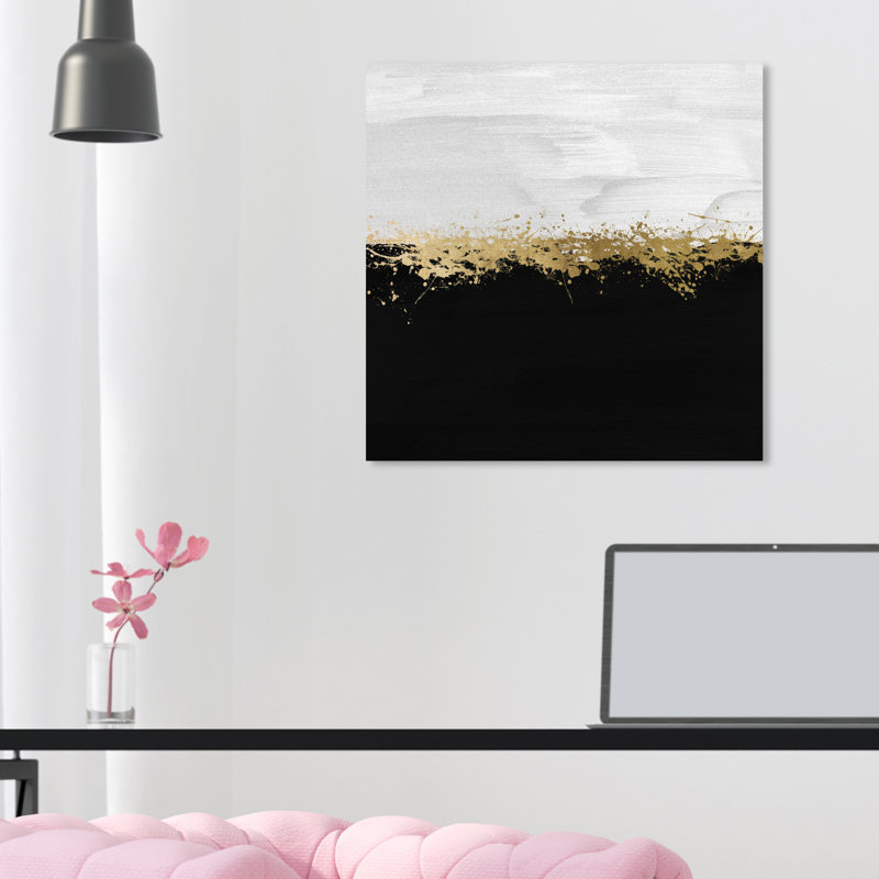 «Abstract Midway in Black and White Paint», reproduction d'art graphique sur toile tendue, H 40 po x l 40 po, Toile tendue