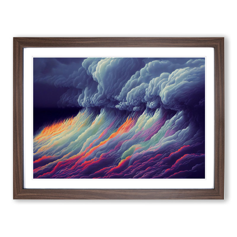 XH1022-6904X Phenomenal Thunderstorm - Single Picture Frame Print, 25cm H x 34cm W x 2cm D, Walnut Framed