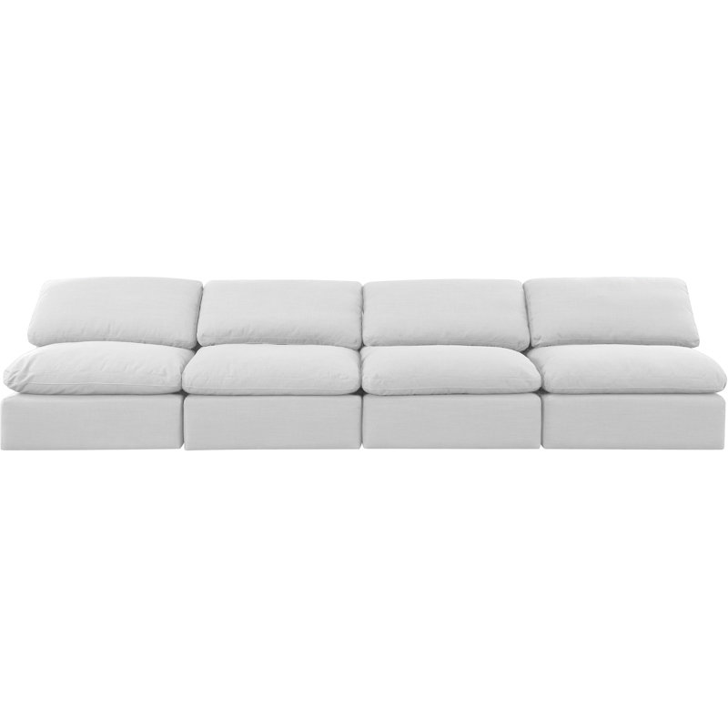 Canapé rembourré 140 po Itala, Tissu texturé en lin blanc