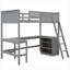 Lit mezzanine simple avec tablettes et bureau, lit mezzanine en bois avec bureau-106845167
