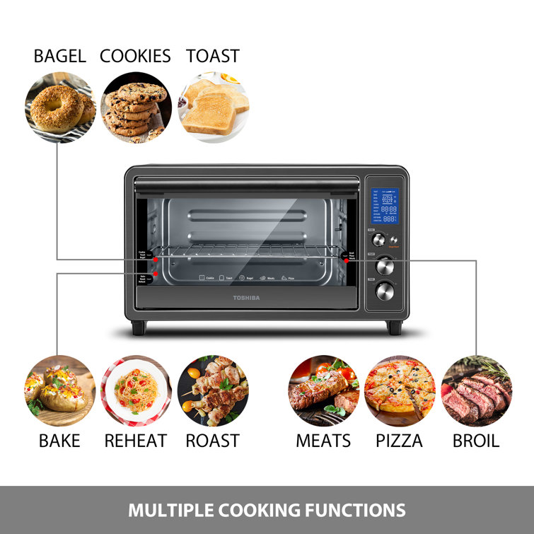 Toshiba TL2-AC25CZA(GR) Air Fryer Toaster Oven, 6-in-1 Digital Convection  Oven for 9 Cooking Presets, 6-Slice Bread/12-Inch Pizza, 1750W, Charcoal