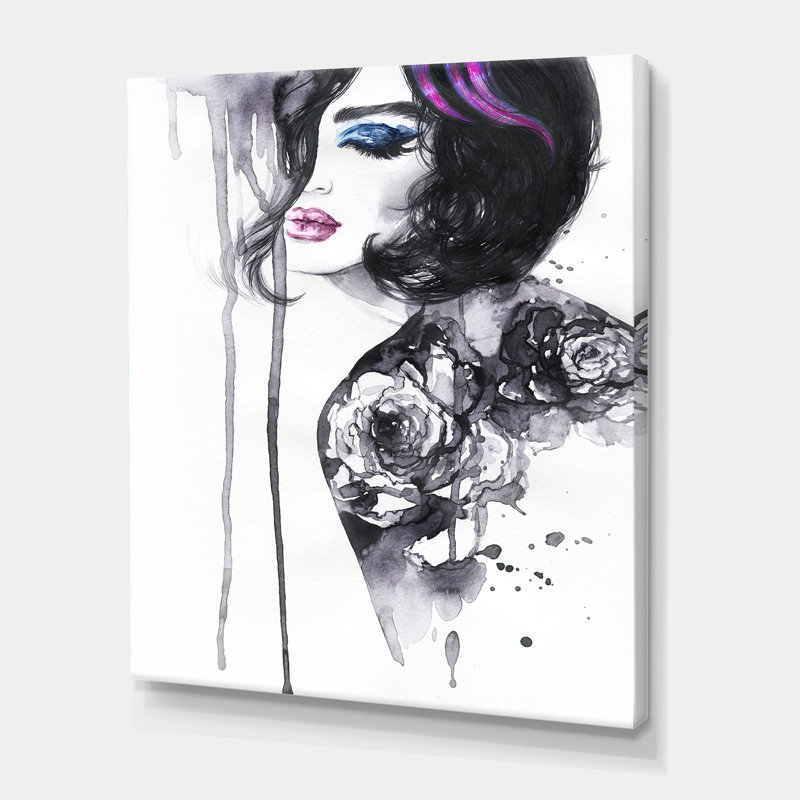 Peinture Portrait de femme - Peinture sur toile, H 32 po x l 24 po x P 1 po, Toile tendue