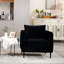 Mid-Century, simple, velours, méridienne, ligne audacieuse, coussin, bureau, fauteuil d'appoint simple et facile à nettoyer en velours noir avec structure en métal et tapis antidérapants pour chambre à coucher confortable, long-143753599