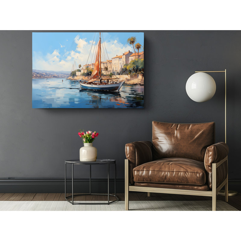 Reproduction d'art sur toile, "Peinture à l'huile de port avec bateaux", décoration murale moderne pour la maison et le bureau
