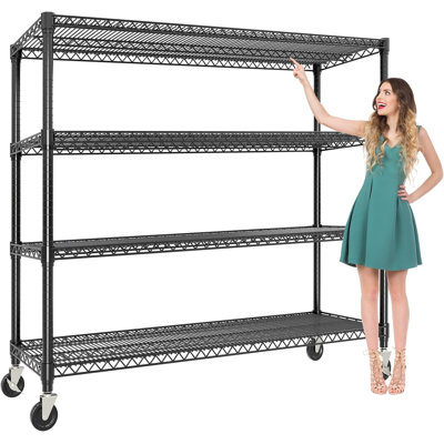 4-Tier Heavy Duty Metal Shelving Unit, 2640LBS High Capacity Adjustable Rack with Leveling Feet, Thickened Steel Storage Shelf for Garage, Pantry, Bas