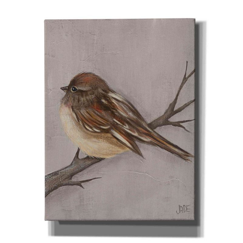 «Winter Bird III» par Jade Reynolds, art mural sur toile, H 16 po x l 12 po x P 0,75 po