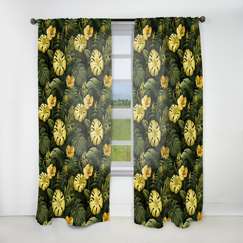 Monstera - motif tropical magique I - Rideau floral - Velours obscurcissant - 1 panneau, L 52 po x L 108 po
