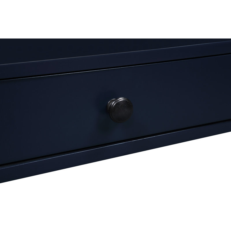 Table de chevet bleu marine avec tiroir de rangement et pieds cannelés, Marine