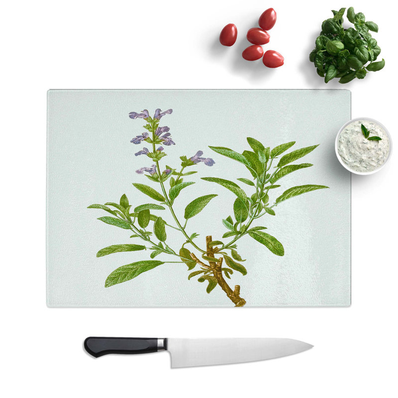 Glass Garden Sage Flowers by Pierre-Joseph Redoute Chopping Board, 39 cm W x 28.5 cm L