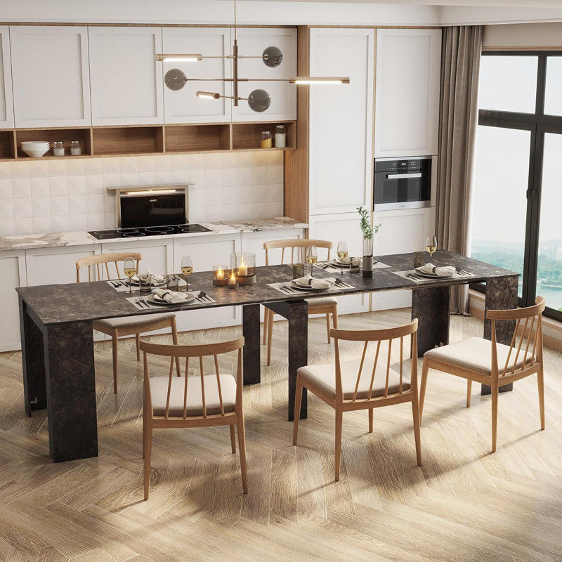 20"-118" Extendable Dining Table, Marble
