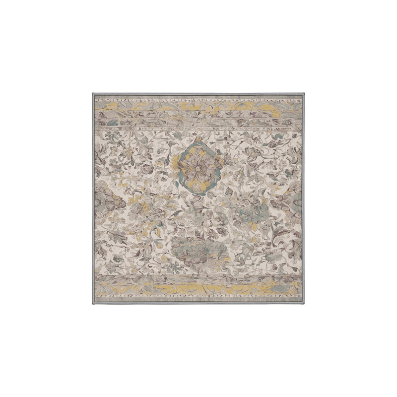 Machine Washable Gray Area Rug, Square 8'