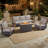 4-Piece Outdoor Rattan Modern Patio Fire Pit Conversation Set With Sofa & Swivel Chair-981370269-981370256