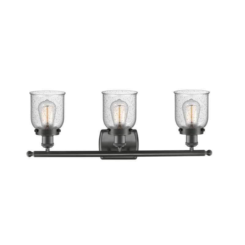 Éclairage pour meuble-lavabo 3 lumières 26 po Ballston Urban Bell, Bronze huilé, Grainé, Incandescent