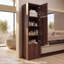 Armoire de rangement haute OMCMUU 180 cm (H) × 40 cm (L) × 40 cm (P), meuble de cuisine étroit autoportant avec plusieurs portes de rangement, organisateur vertical gain de place avec système anti-basculement pour cuisine, salle de bain, salon, entrée, 2 couleurs disponibles-1811190746