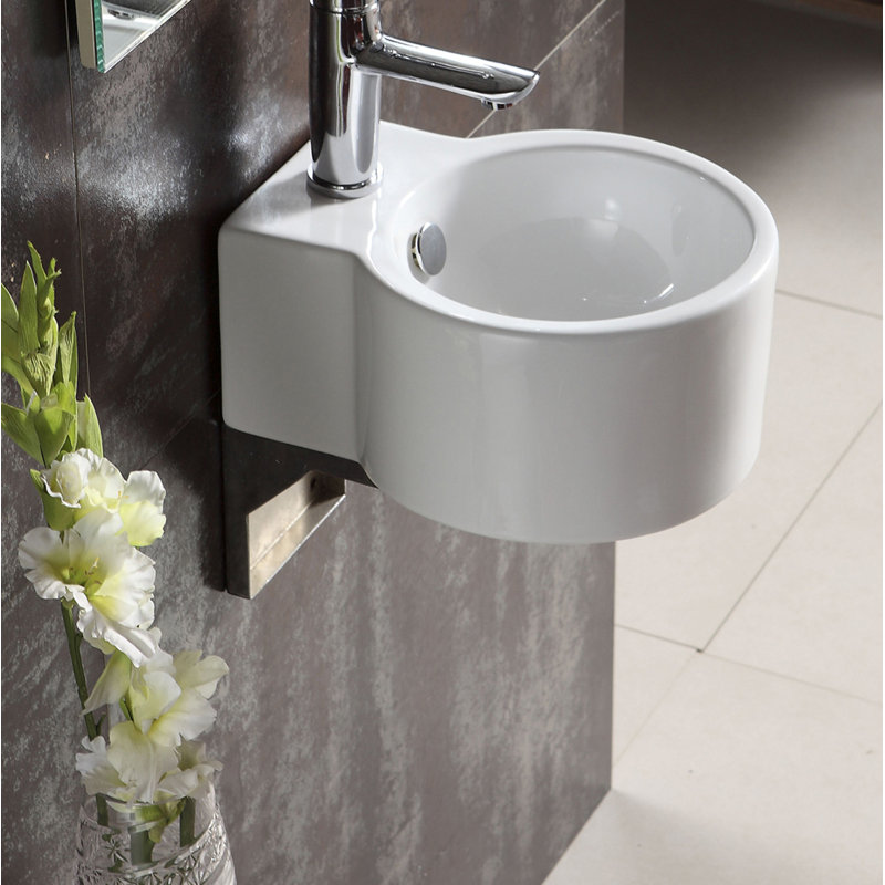 Barclay Calla 10.87'' White Vitreous China Circular Bathroom Sink with Overflow