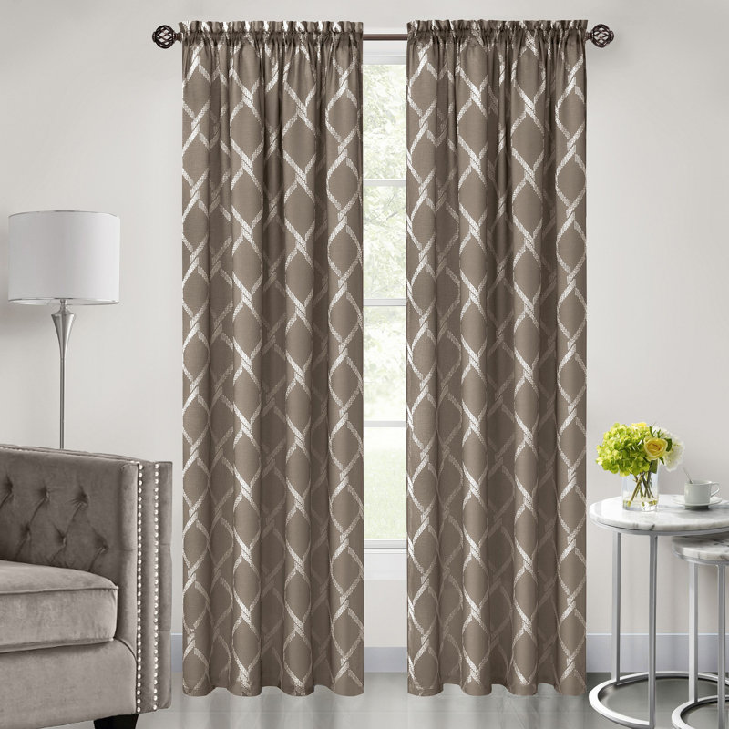 Brown Polyester Double Layered Rod Pocket Window Curtain Panel