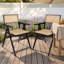 Ensemble de 2 chaises de salle à manger pliantes en bambou noir, chaises à accoudoirs pliables avec siège et dossier en rotin tissé, chaises pliantes pour patio intérieur et extérieur