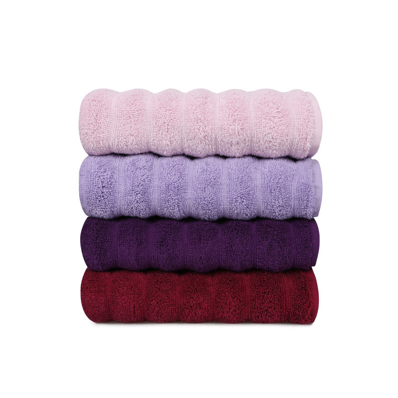 Ensemble de serviettes 4 pièces 100% coton, Mauve / rose / bourgogne