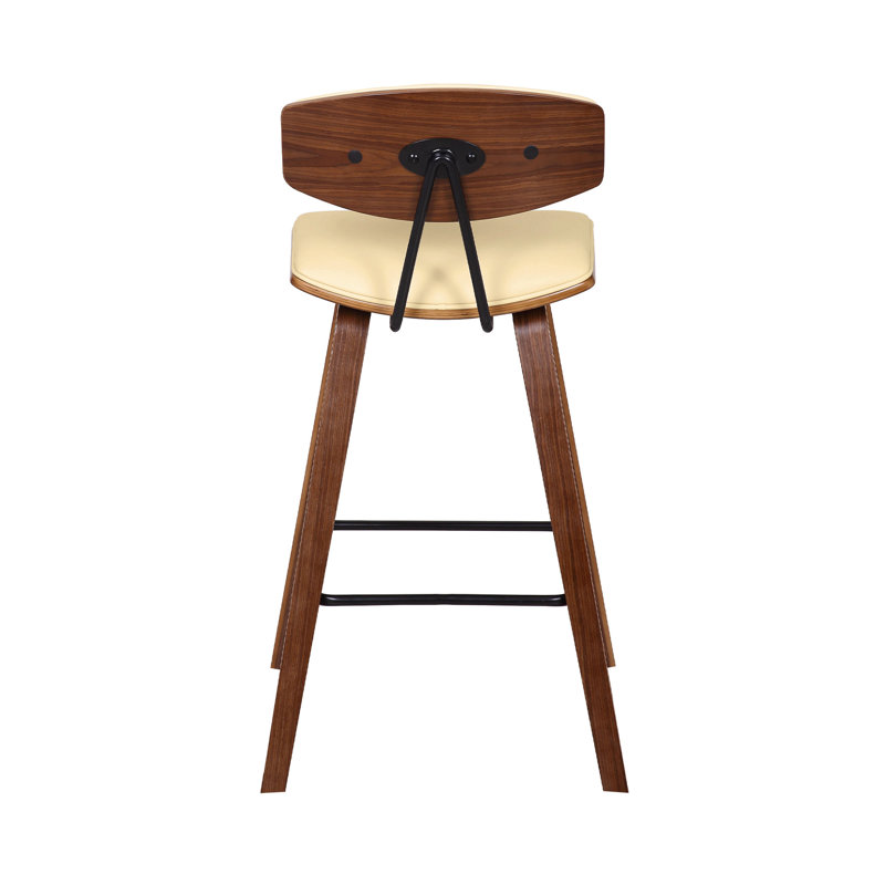 Chaise à dossier bas avec repose-pieds, Tabouret de comptoir (siège d'une hauteur de 25,5, Crème/brun