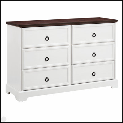 Commode 6 tiroirs Modern Farmhouse pour chambre à coucher en bois avec rangement profond et plateau en chêne rustique