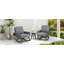 Ensemble de conversation moderne 3 pièces avec chaises berçantes en rotin PE gris et table d'appoint en bois, parfait pour la détente sur le patio ou le balcon