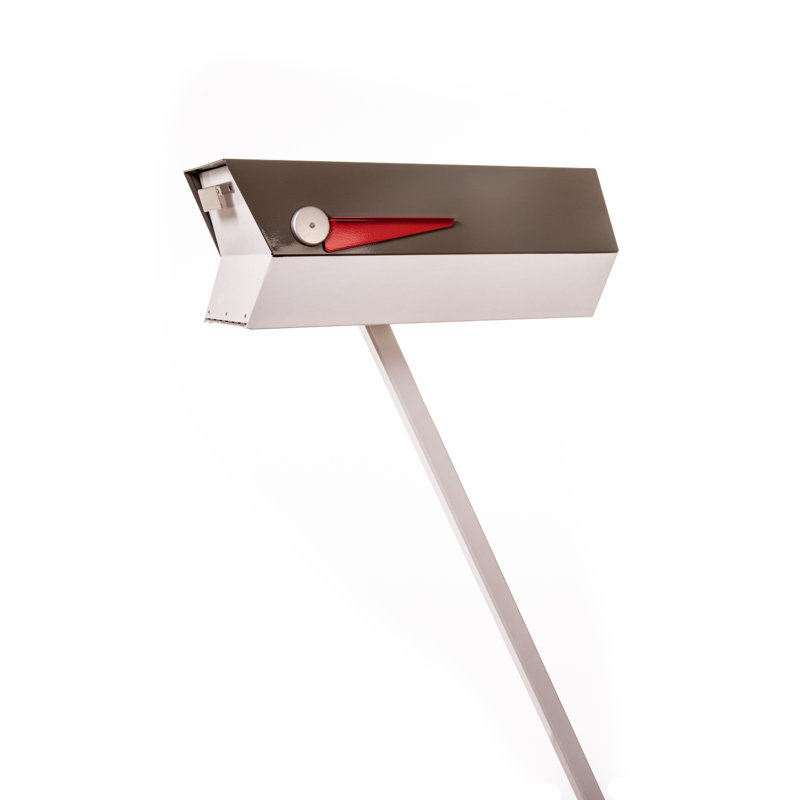 Mid-Century Modern Moss Grey and White Steel Mailbox