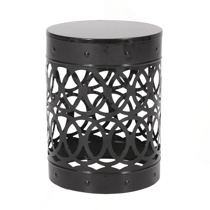 Large Outdoor Metal end Table, Black
