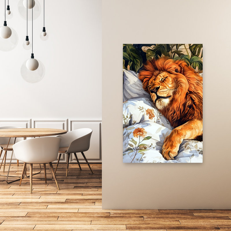 «Gentle Sleeping Lion Peaceful Serene Abstract Cat Lion Nature Wildlife», art mural, 48" H x 32" W