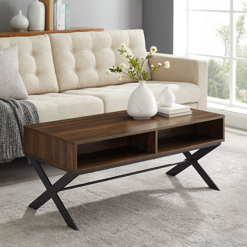 Table basse avec rangement Michela, Noyer foncé