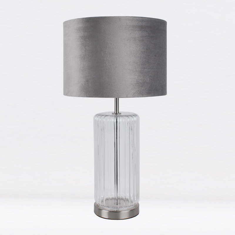 Colberg 48cm Table Lamp, Satin Brass/Clear Base/Grey Shade