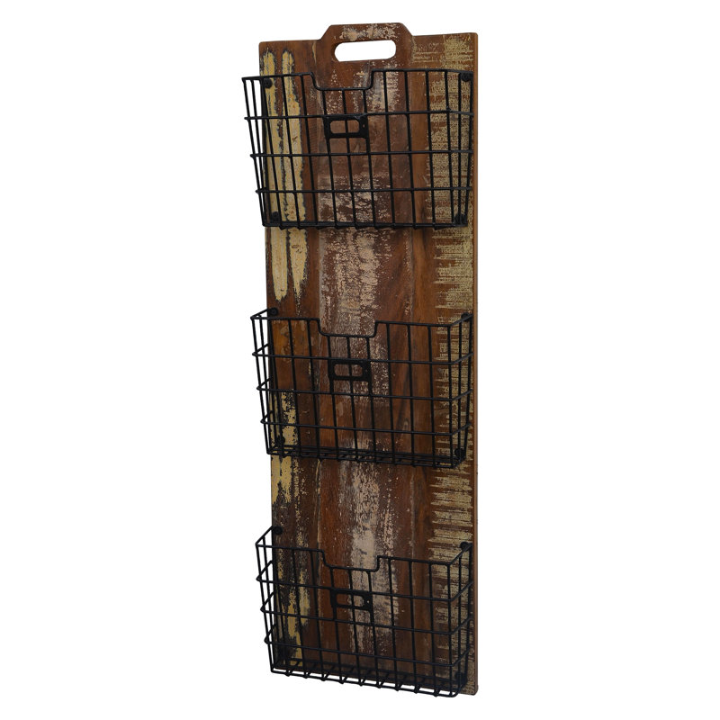 Aalyha Solid Wood Wall Organizer with Wall Baskets