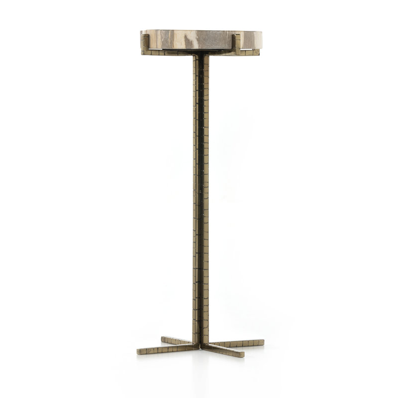Zeyden Solid Wood Top End Table, Light Petrified Wood