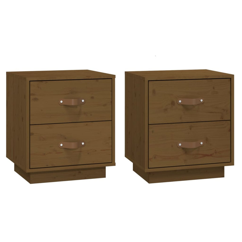 Morty 40cm W Solid Wood Bedside Table, Brown