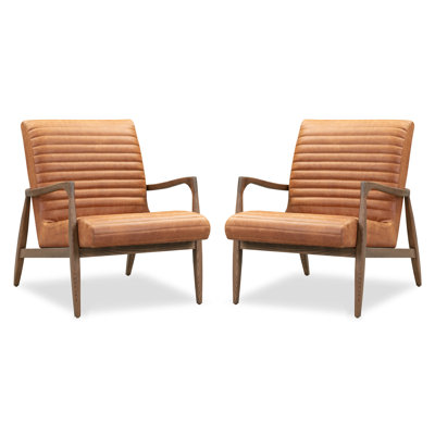 Fauteuil en cuir véritable Rowan