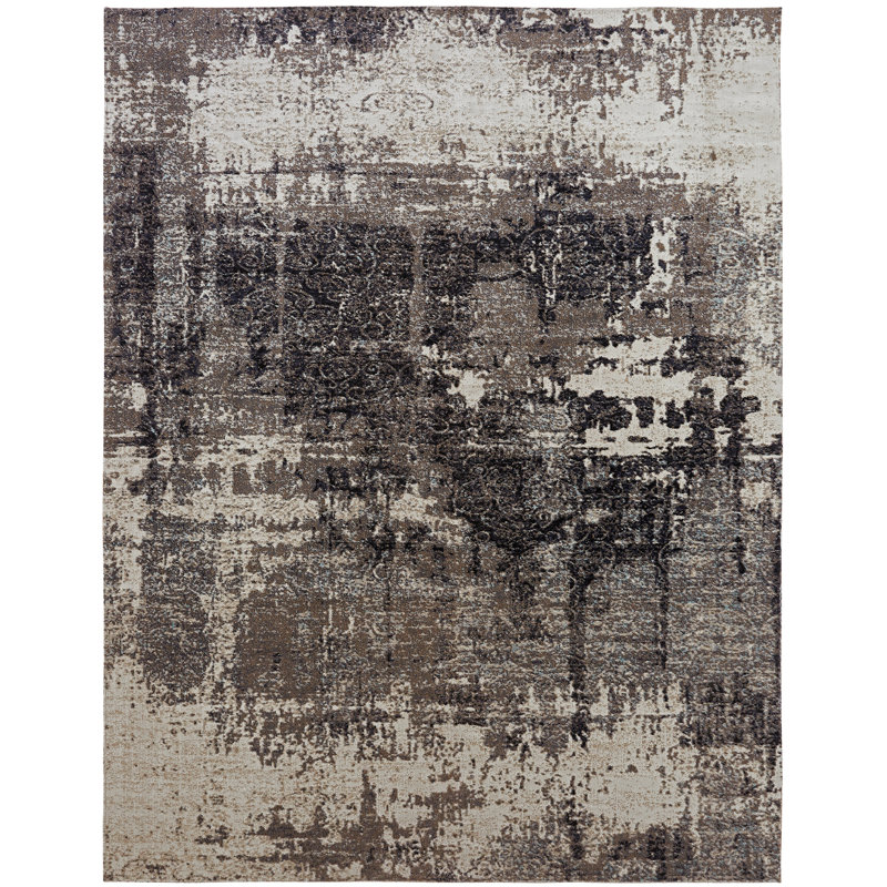 Earth Area Rug in Navy Blue/Charcoal/Ivory, Rectangle 5'3" x 7'6"