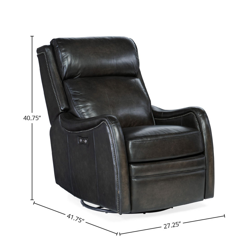 Sulema Power Swivel Glider Recliner, Dark Brown Genuine Leather