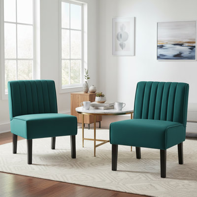 2 piece Channel tufted back slipper chair